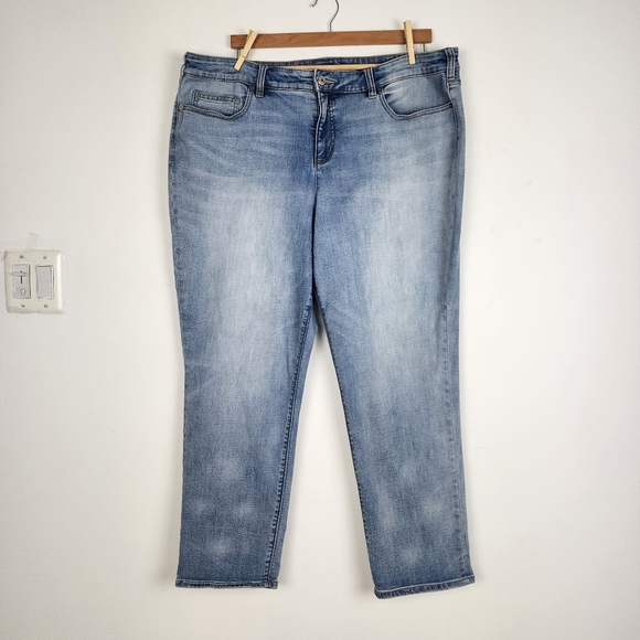 Lands' End Mid Rise Slim Jean Light Blue Ankle Jeans Size 22W - Picture 1 of 16